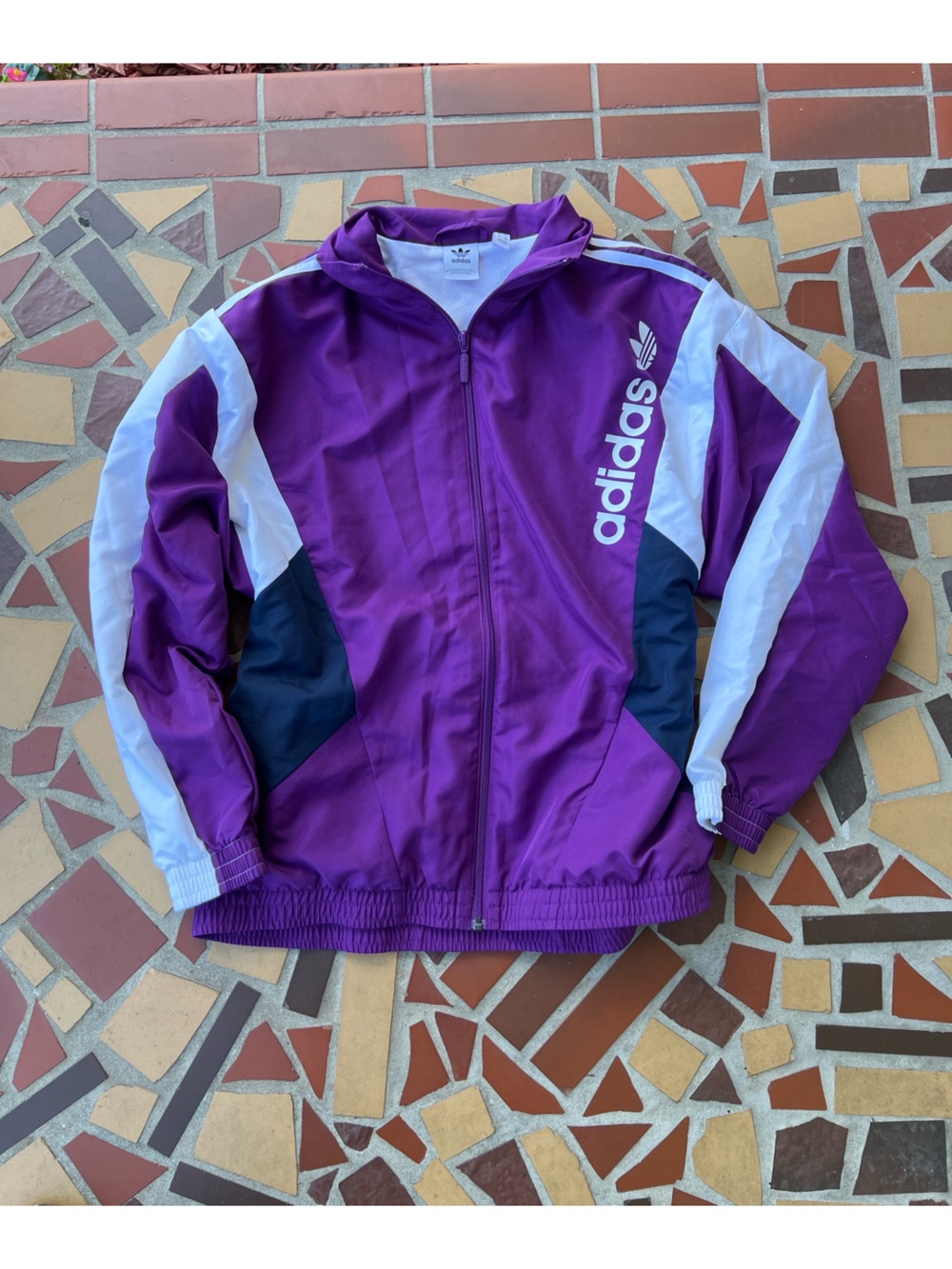 adidas Purple Track Jacket with White & Navy Panels